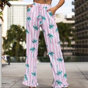 Kenny Flowers Resort Pants in Palm Beach print, Beach Pants, Luxury Resortwear